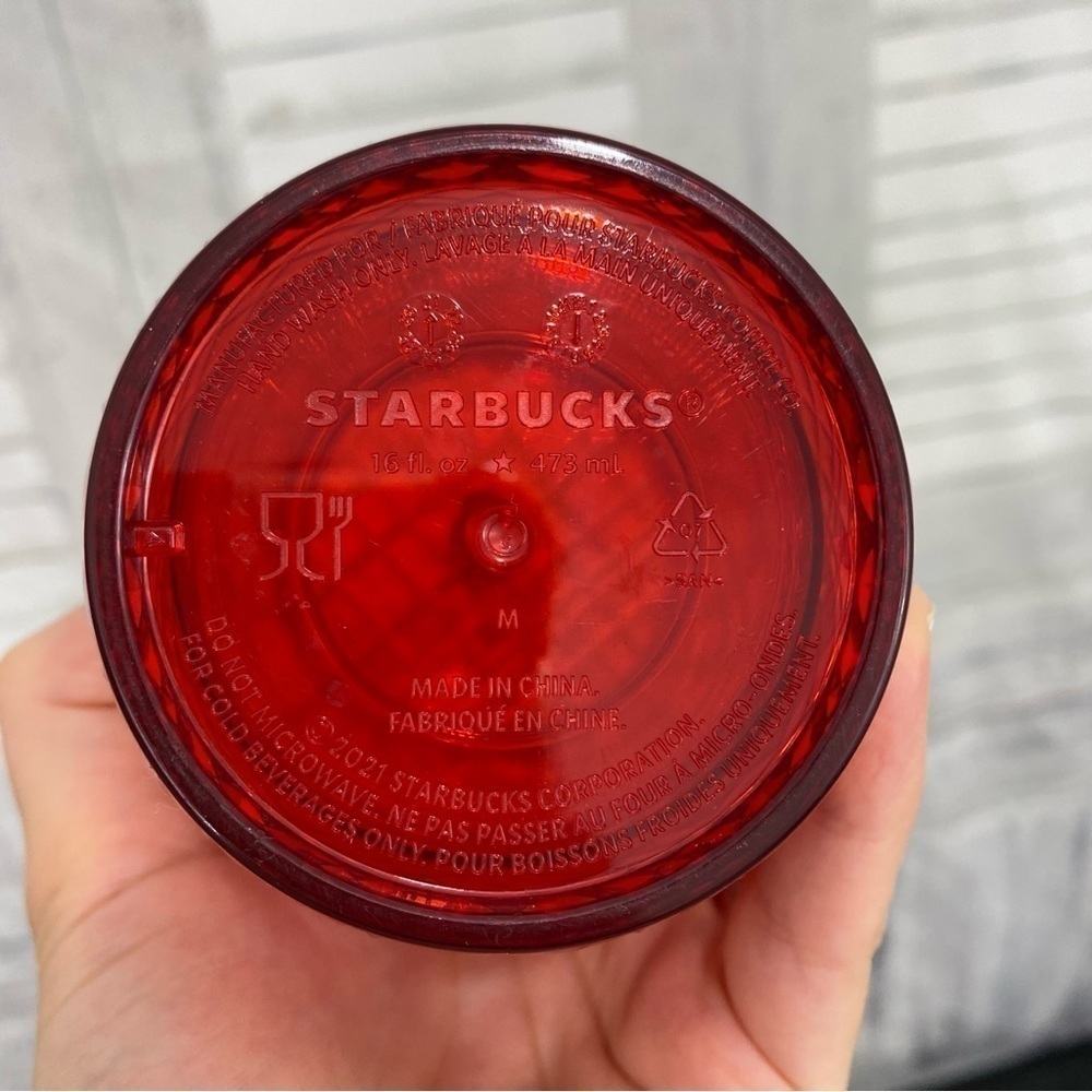 Starbucks 2021 Red Christmas Holiday Jeweled Tumbler 16 oz Grande With Lid Used - Picture 10 of 11